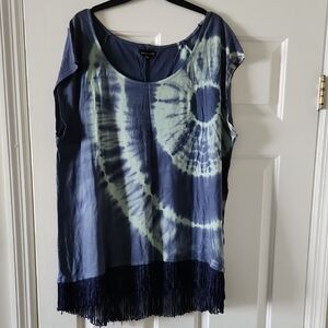 BNWOT Ocean Tie-Dye Fringe Sleeveless Top - Blue